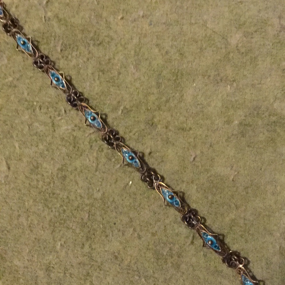 Antique blue enameled bracelet